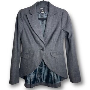 BDG Urban Outfitters Size M Charcoal Gray Wool Blend One Button Coattail Blazer